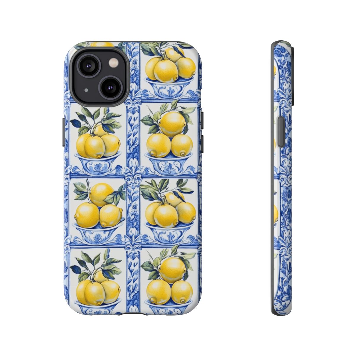 Amalfi Lemon Tile Phone Case - Mediterranean Blue & Yellow
