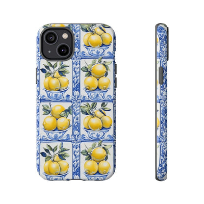 Amalfi Lemon Tile Phone Case - Mediterranean Blue & Yellow