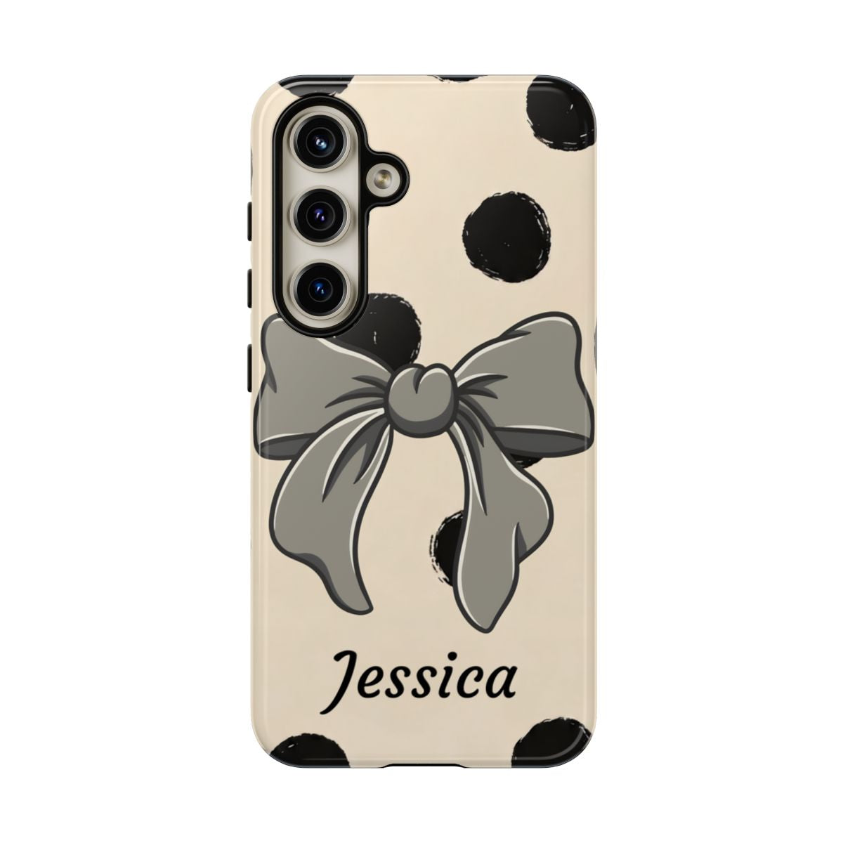 Personalized Polka Dot Bow Phone Case – Custom Name Coquette Retro Aesthetic