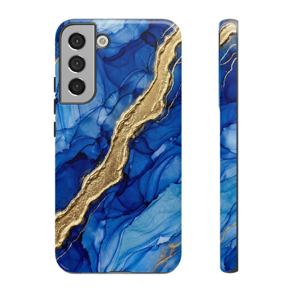Blue Gold Marble Phone Case – Luxury Sapphire Geode Ink Art Design
