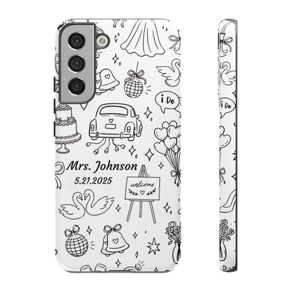 Black Wedding Phone Case – Personalized Name & Date Gift