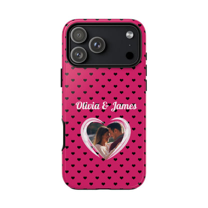 Personalized Photo Pink Heart Phone Case - Custom Photo & Name