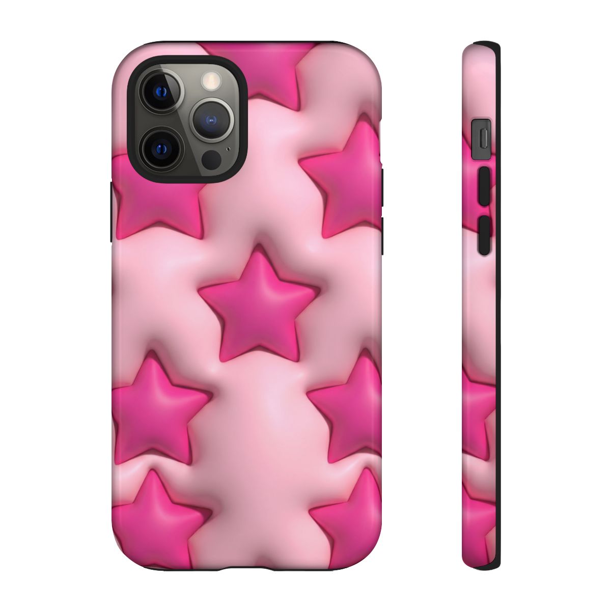 Pink Puffy Stars Aesthetic Phone Case - Cute Y2K Design