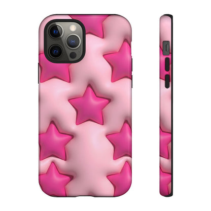 Pink Puffy Stars Aesthetic Phone Case - Cute Y2K Design