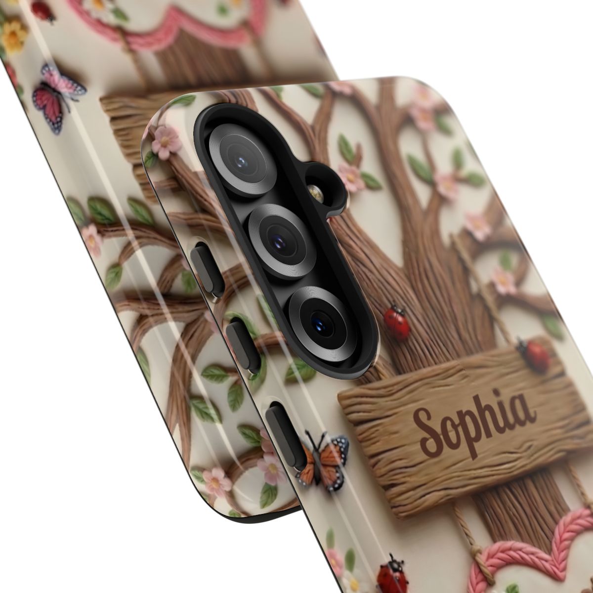 Personalized Bonus Mom Phone Case – Custom Name Clay Spring Garden Aesthetic
