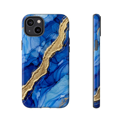 Blue Gold Marble Phone Case – Luxury Sapphire Geode Ink Art Design