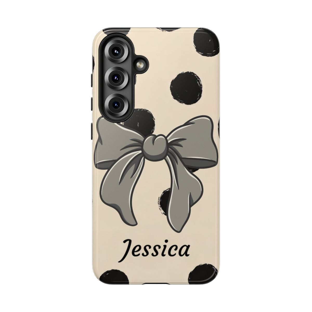 Personalized Polka Dot Bow Phone Case – Custom Name Coquette Retro Aesthetic