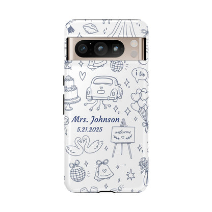 Navy Blue Personalized Wedding Phone Case – Custom Name & Date Bridal Gift