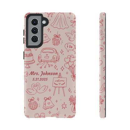 Pink Personalized Wedding Phone Case – Custom Name & Date Bridal Gift