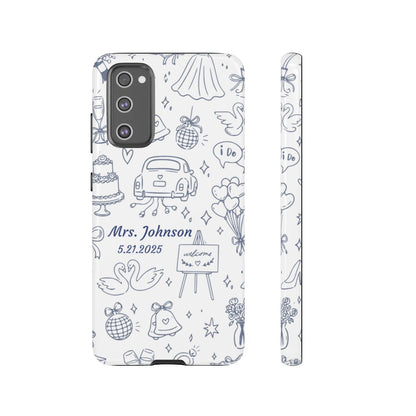 Navy Blue Personalized Wedding Phone Case – Custom Name & Date Bridal Gift