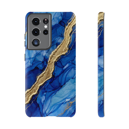 Blue Gold Marble Phone Case – Luxury Sapphire Geode Ink Art Design