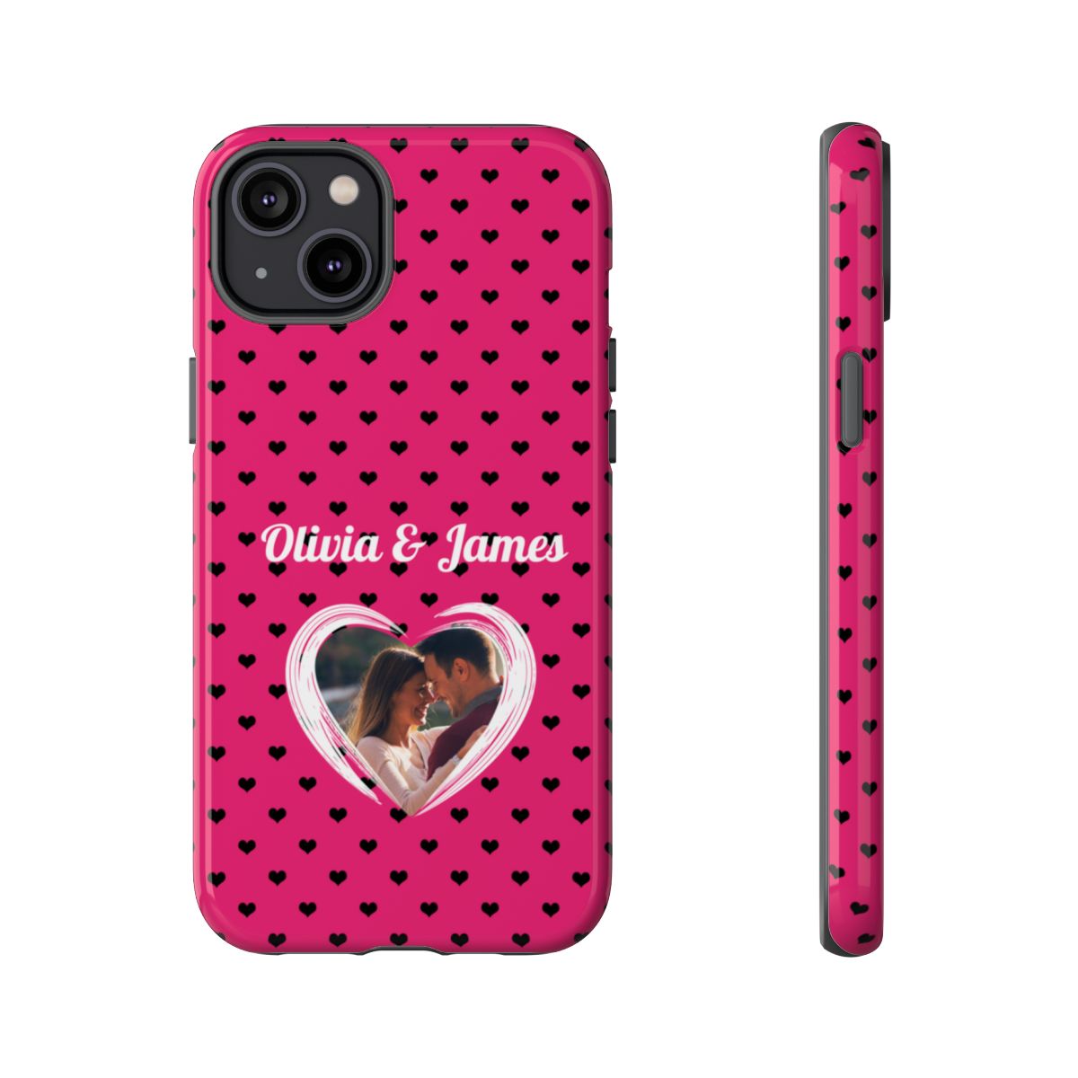Personalized Photo Pink Heart Phone Case - Custom Photo & Name