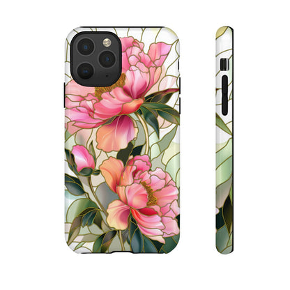 Stained Peony Phone Case - Gold Lead Mosaic Art
