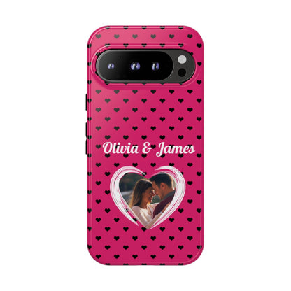 Personalized Photo Pink Heart Phone Case - Custom Photo & Name