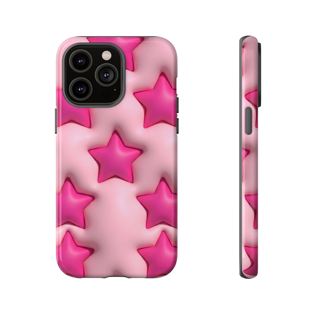 Pink Puffy Stars Aesthetic Phone Case - Cute Y2K Design
