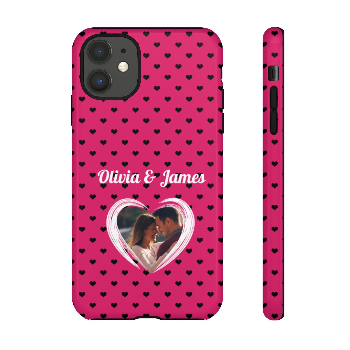 Personalized Photo Pink Heart Phone Case - Custom Photo & Name