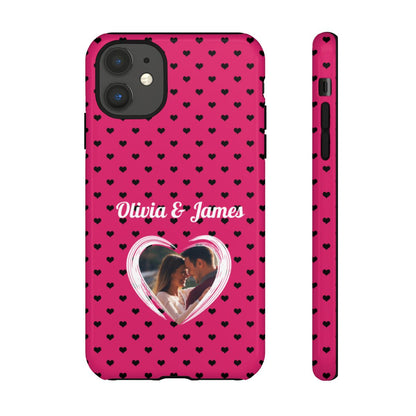 Personalized Photo Pink Heart Phone Case - Custom Photo & Name