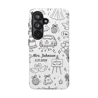 Black Wedding Phone Case – Personalized Name & Date Gift