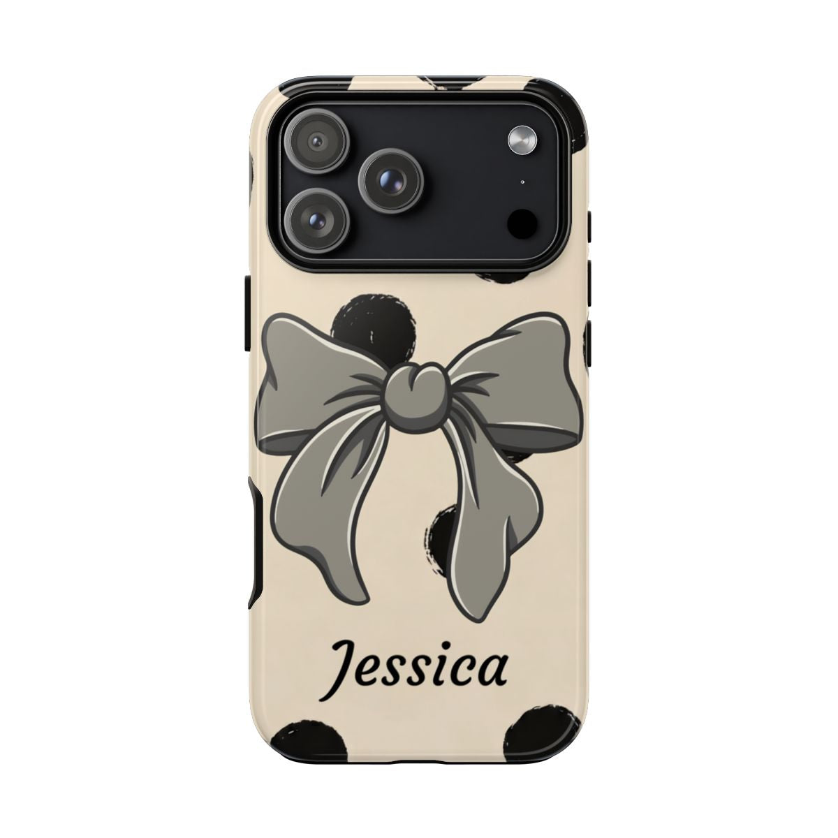 Personalized Polka Dot Bow Phone Case – Custom Name Coquette Retro Aesthetic