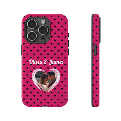 Personalized Photo Pink Heart Phone Case - Custom Photo & Name