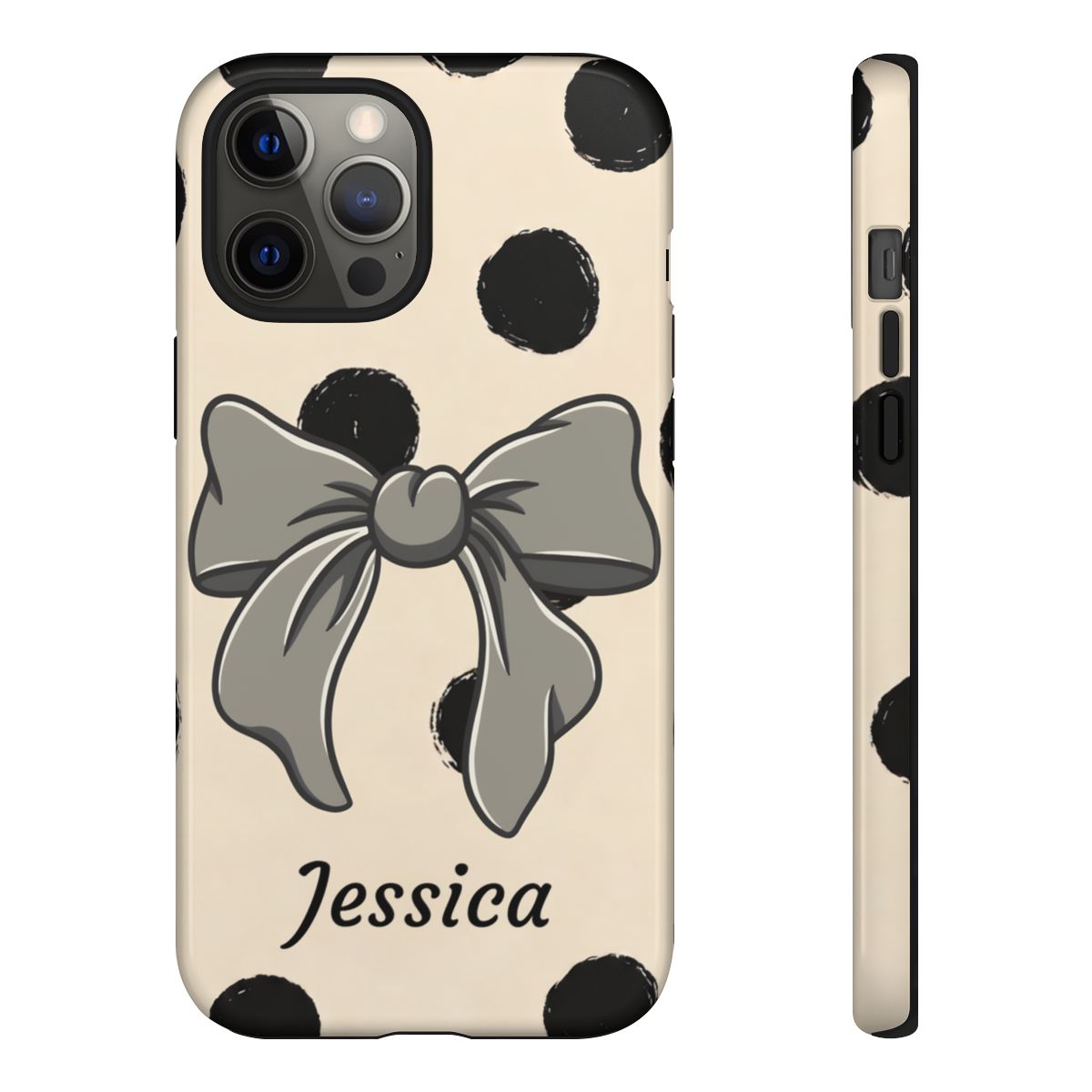 Personalized Polka Dot Bow Phone Case – Custom Name Coquette Retro Aesthetic
