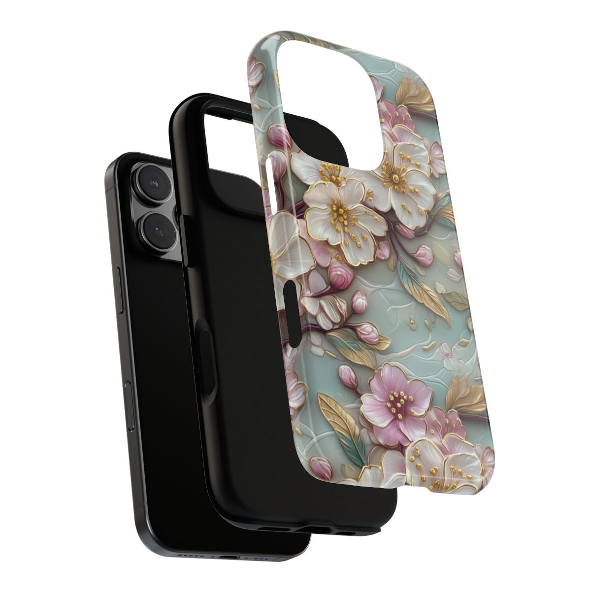 Mint Sakura Phone Case - 3D Sculpted Cherry Blossom