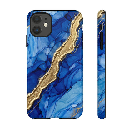 Blue Gold Marble Phone Case – Luxury Sapphire Geode Ink Art Design