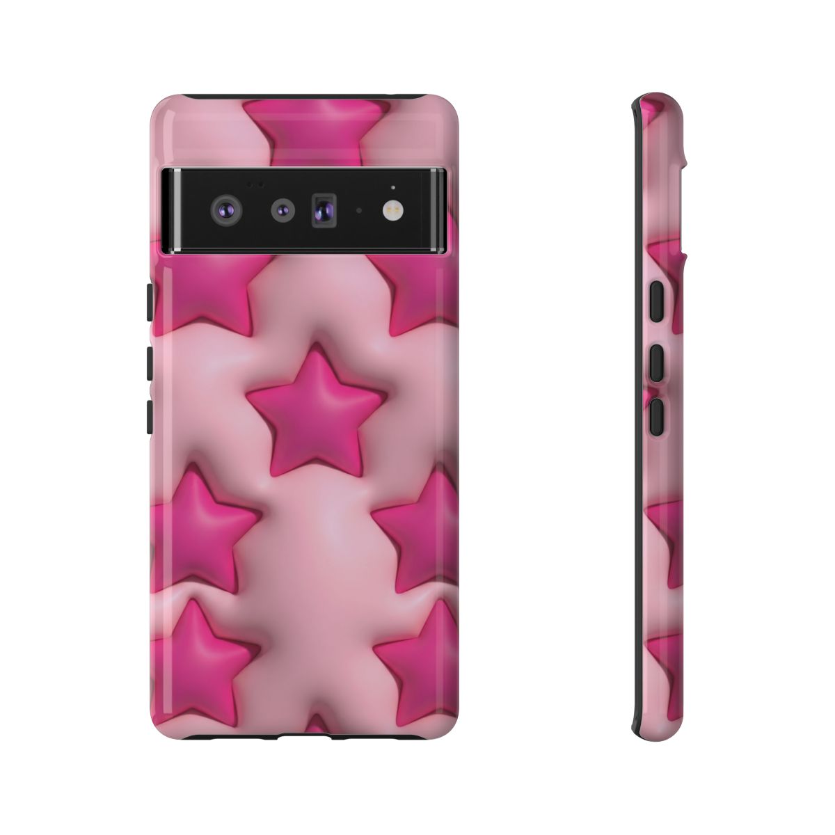 Pink Puffy Stars Aesthetic Phone Case - Cute Y2K Design