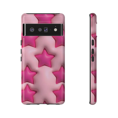Pink Puffy Stars Aesthetic Phone Case - Cute Y2K Design