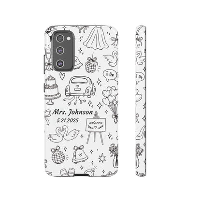 Black Wedding Phone Case – Personalized Name & Date Gift