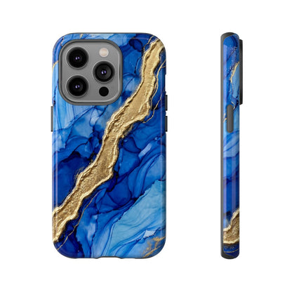 Blue Gold Marble Phone Case – Luxury Sapphire Geode Ink Art Design