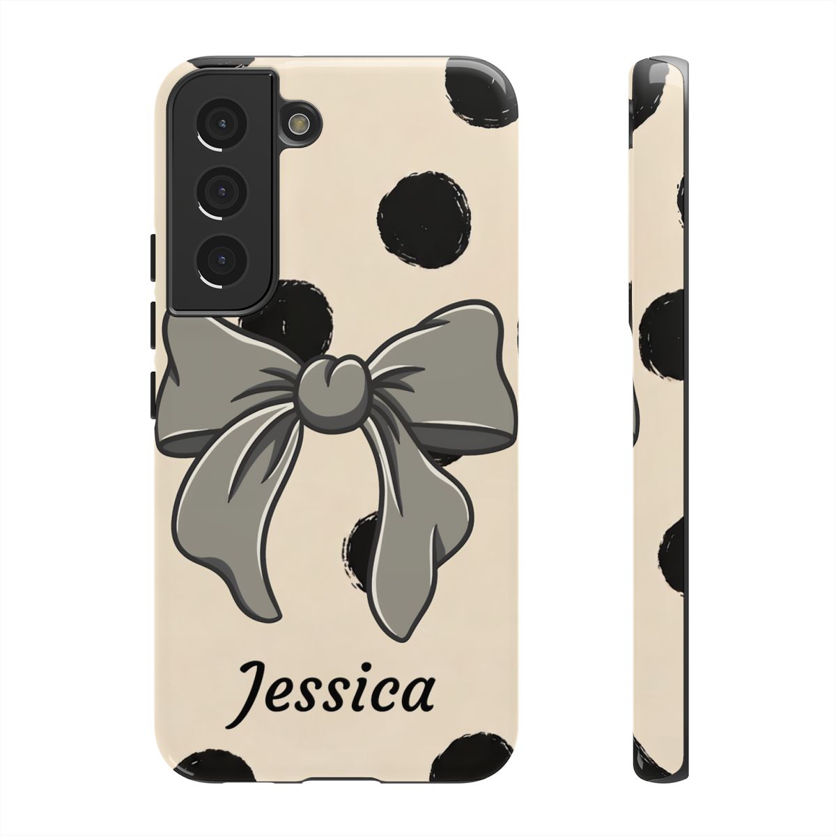 Personalized Polka Dot Bow Phone Case – Custom Name Coquette Retro Aesthetic