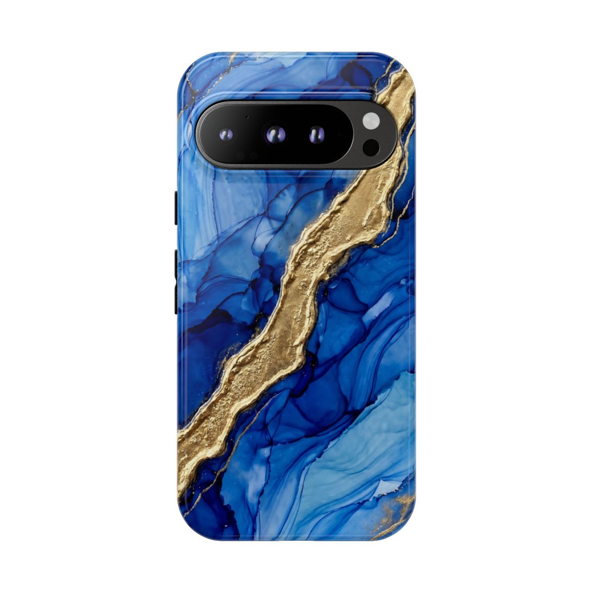 Blue Gold Marble Phone Case – Luxury Sapphire Geode Ink Art Design