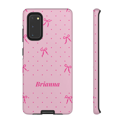 Personalized Pink Bow Phone Case – Custom Name Polka Dot Coquette Aesthetic