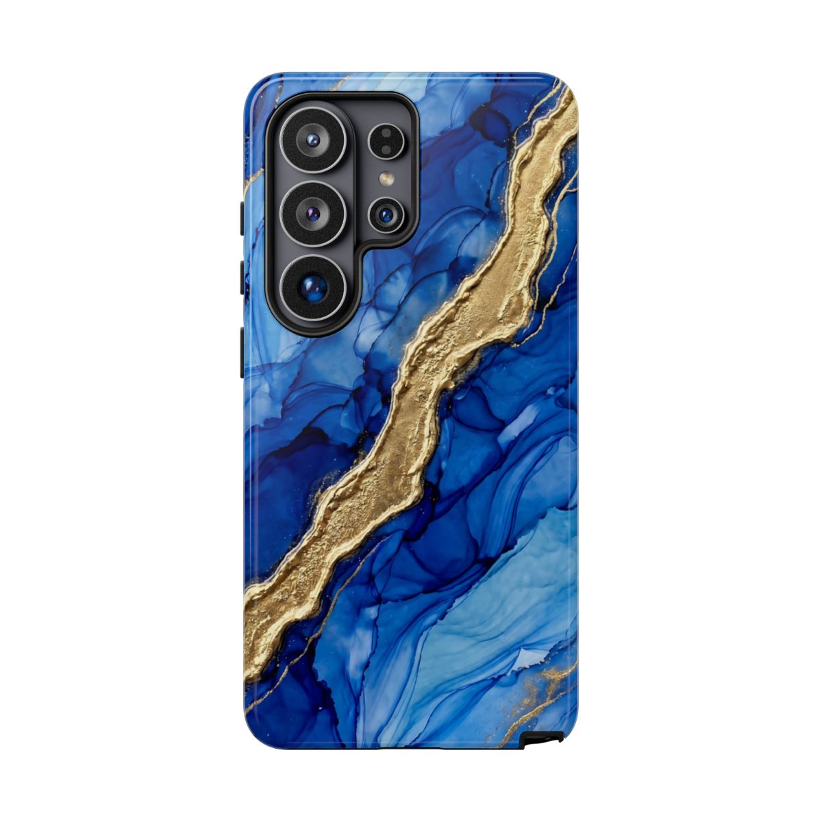 Blue Gold Marble Phone Case – Luxury Sapphire Geode Ink Art Design