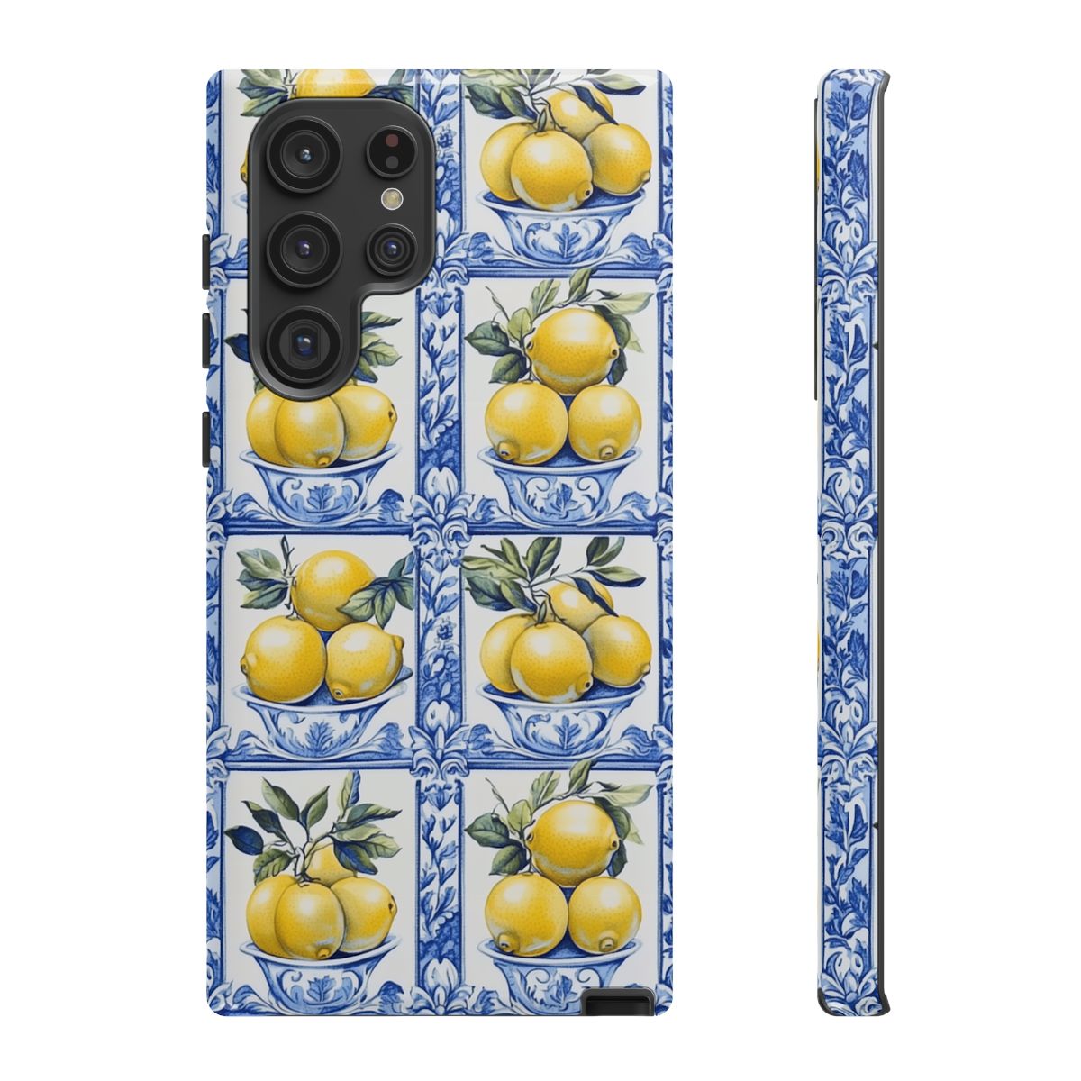 Amalfi Lemon Tile Phone Case - Mediterranean Blue & Yellow