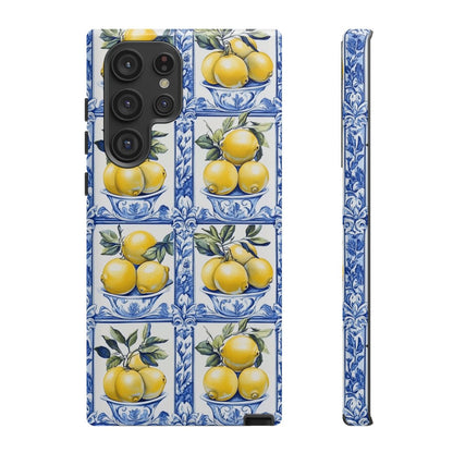 Amalfi Lemon Tile Phone Case - Mediterranean Blue & Yellow