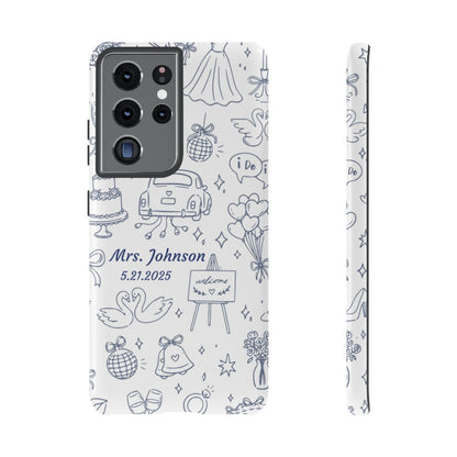 Navy Blue Personalized Wedding Phone Case – Custom Name & Date Bridal Gift