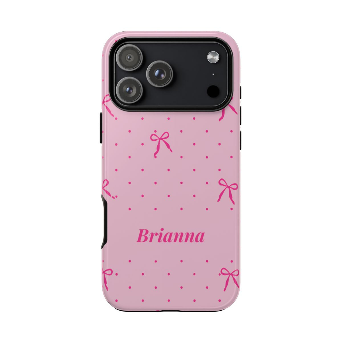 Personalized Pink Bow Phone Case – Custom Name Polka Dot Coquette Aesthetic