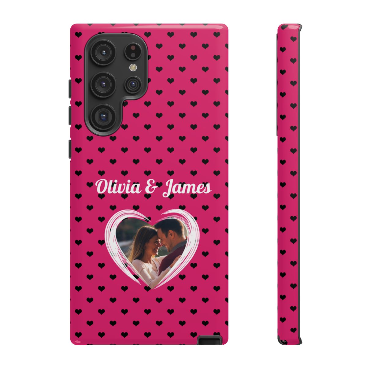Personalized Photo Pink Heart Phone Case - Custom Photo & Name
