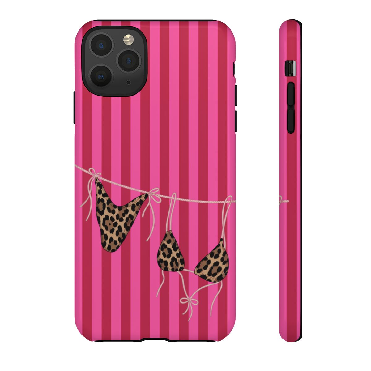 Leopard Bikini Striped Phone Case – Trendy Summer Beach Aesthetic
