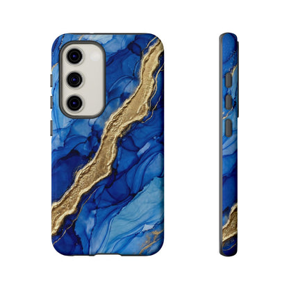 Blue Gold Marble Phone Case – Luxury Sapphire Geode Ink Art Design