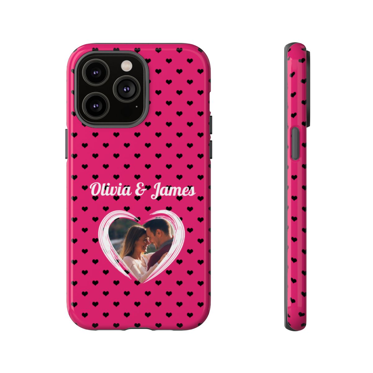 Personalized Photo Pink Heart Phone Case - Custom Photo & Name