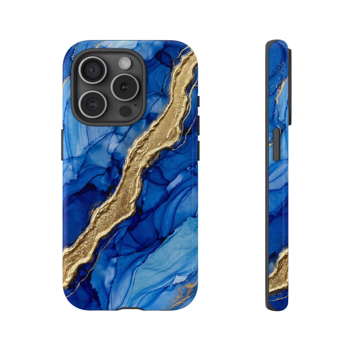 Blue Gold Marble Phone Case – Luxury Sapphire Geode Ink Art Design