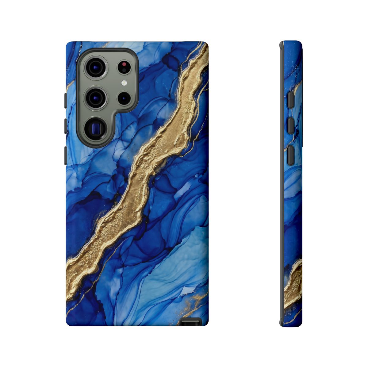 Blue Gold Marble Phone Case – Luxury Sapphire Geode Ink Art Design