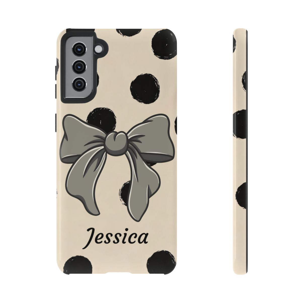 Personalized Polka Dot Bow Phone Case – Custom Name Coquette Retro Aesthetic