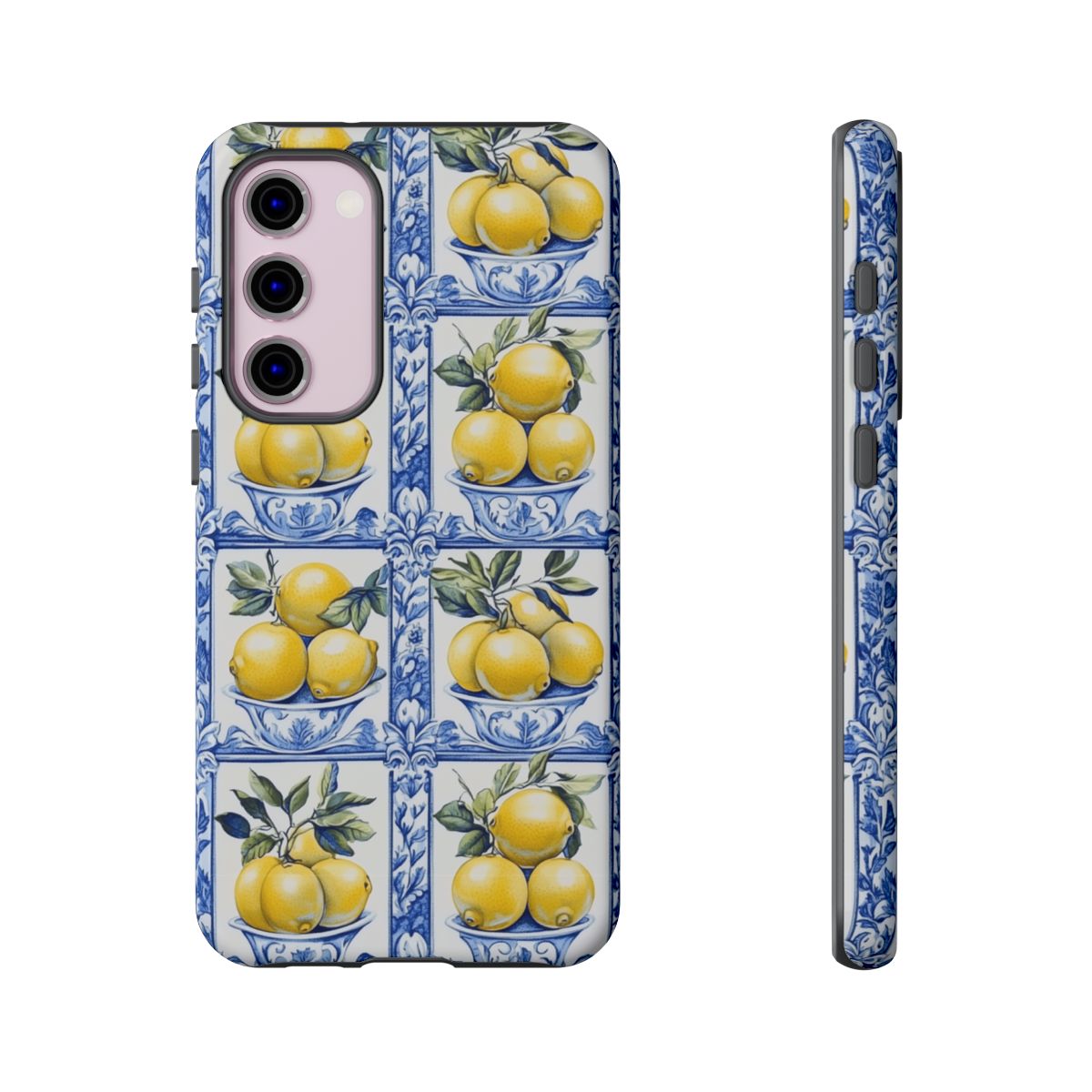 Amalfi Lemon Tile Phone Case - Mediterranean Blue & Yellow