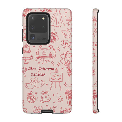 Pink Personalized Wedding Phone Case – Custom Name & Date Bridal Gift
