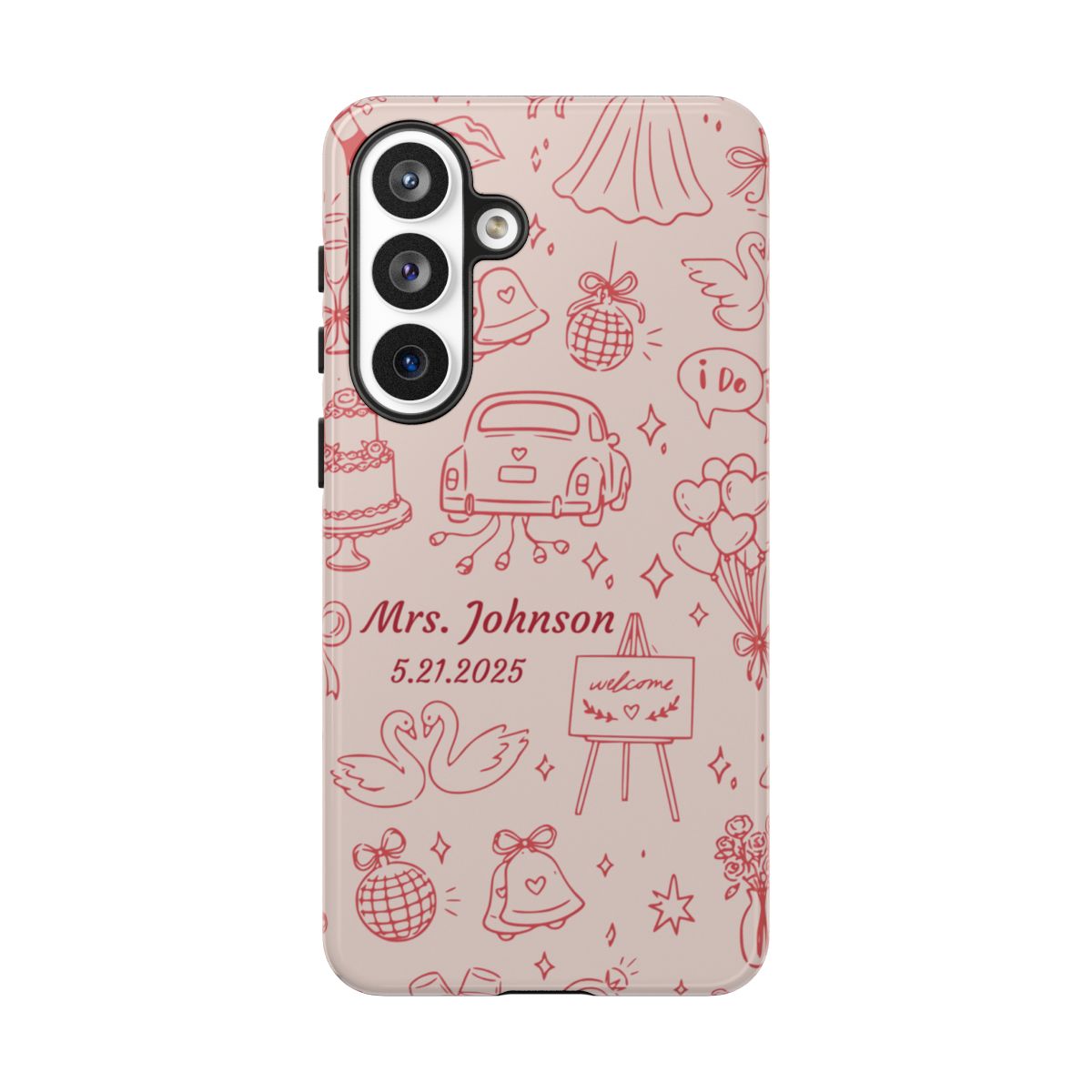 Pink Personalized Wedding Phone Case – Custom Name & Date Bridal Gift