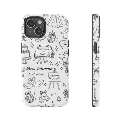 Black Wedding Phone Case – Personalized Name & Date Gift